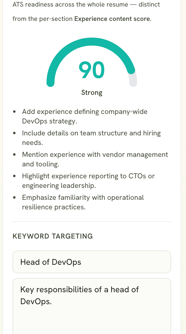 Resume scanner ATS match score